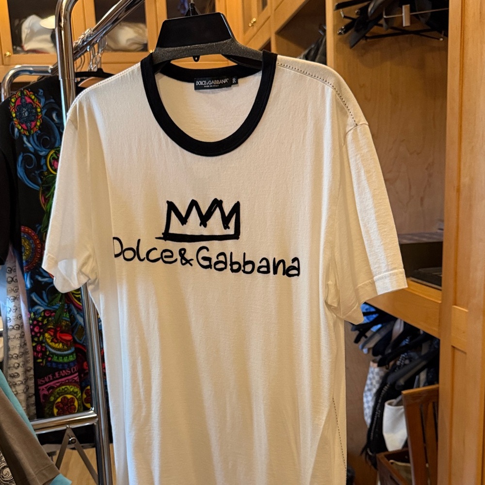 Dolce & Gabbana White Tee with Black Accents